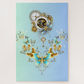 Serenity Engine – Teal Mechanical Floral  Jigsaw Puzzle