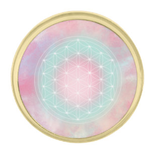 serenity flower of life gold finish lapel pin