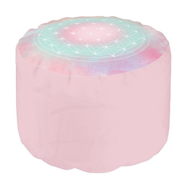 serenity flower of life pouf (Angled Front)