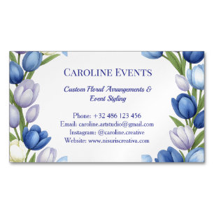 Serenity in Bloom Pastel Tulip Floral Home Decor Business Card Magnet
