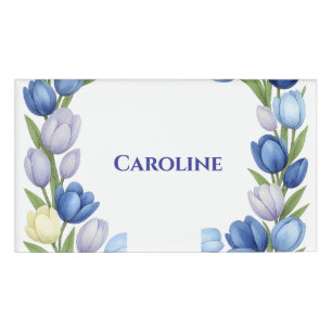 Serenity in Bloom Pastel Tulip Floral Home Decor Name Tag