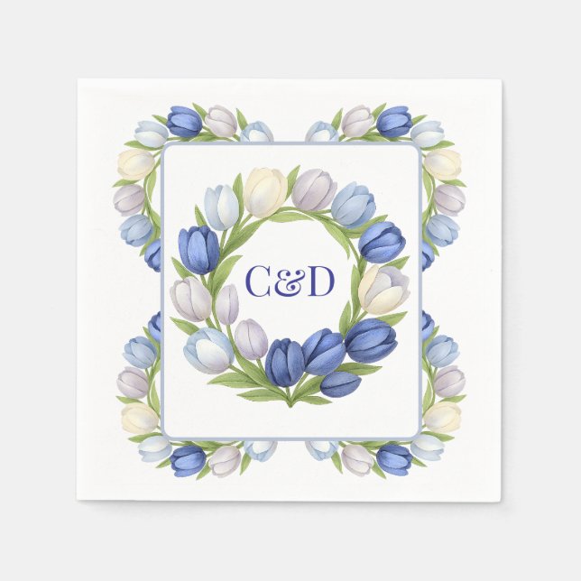 Serenity in Bloom Pastel Tulip Floral Home Decor Napkins (Front)