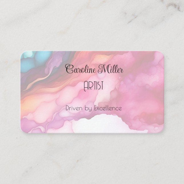 Serenity in Blue Abstract Flowing Forms Business C Card (Front)