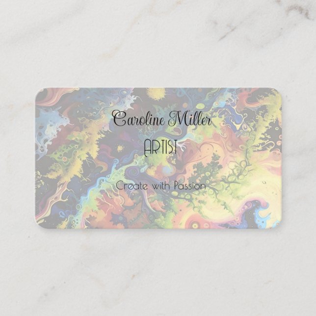 Serenity in Blue Abstract Flowing Forms  Business Card (Front)
