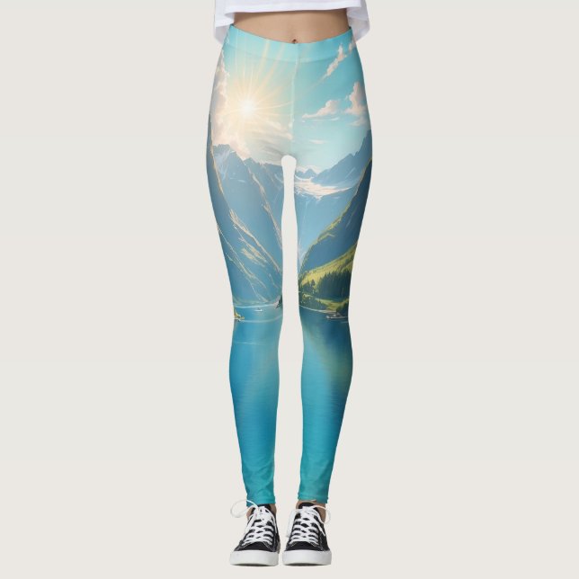 Serenity in Fjords Scenic Leggings (Front)