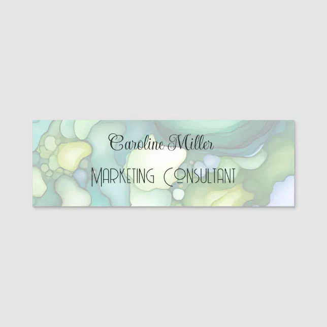 Serenity in Green Abstract Flowing Forms Name Tag | Zazzle