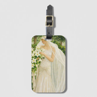 Serenity in Ivory: A Bride in a Garden Reverie Luggage Tag