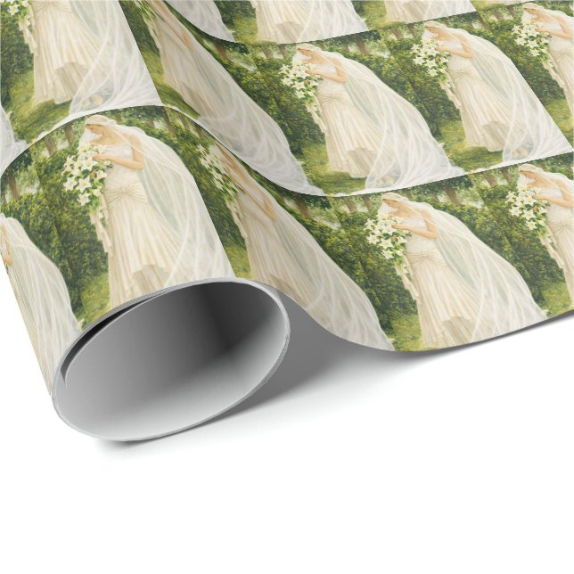 Serenity in Ivory: A Bride in a garden Wrapping Paper (Roll Corner)