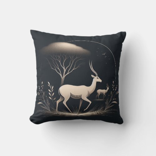 Serenity in Motion Antelope_Inspired Throw Pillow