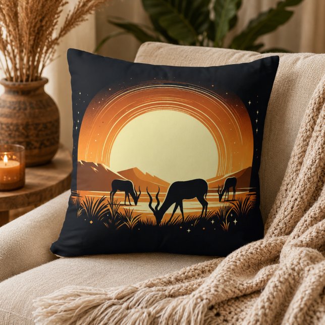 Serenity in Motion Antelope-Inspired Throw Pillow (Serenity in Motion Antelope-Inspired Throw Pillow)