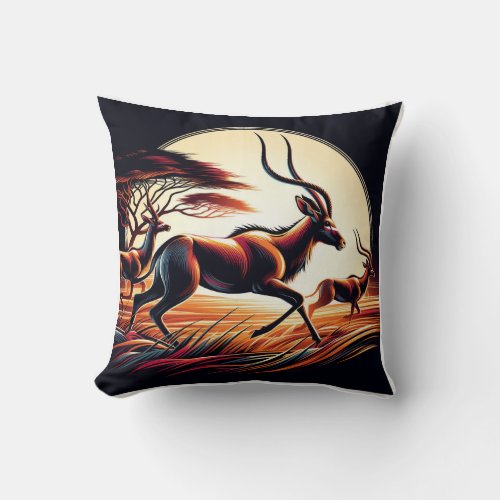 Serenity in Motion Antelope_Inspired Throw Pillow