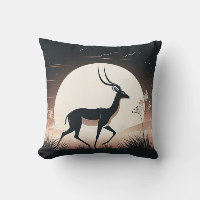 Serenity in Motion Antelope-Inspired Throw Pillow (Front)