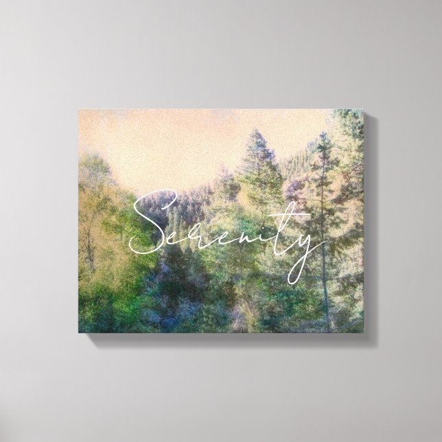 serenity in nature mountain pine trees landscape canvas print (Front)