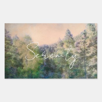 Serenity In Nature Mountain Pine Trees Landscape  Rectangular Sticker by annpowellart at Zazzle