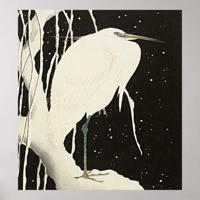 Serenity in Snow: Heron by Ohara Koson  Poster (Front)