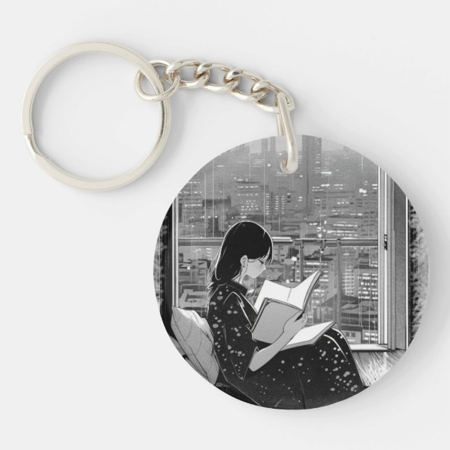 Serenity in the City: Book Lover's Keychain (Front)