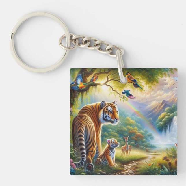 Serenity in the Enchanted Forest Painting Keychain (Front)