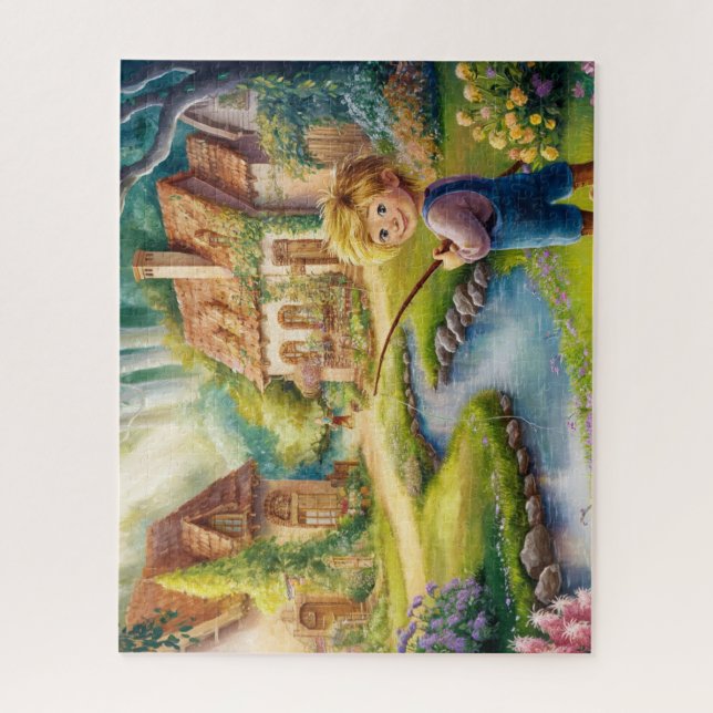 Serenity in the Village Peaceful Countryside Scene Jigsaw Puzzle (Vertical)