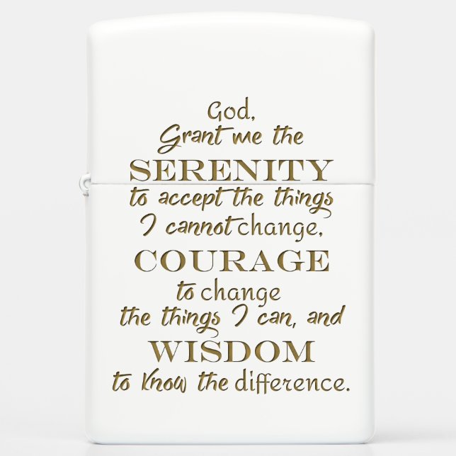 SERENITY Inspirational Quote Zippo Lighter (Front)