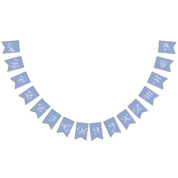 Serenity Light Blue & White Script Letters Custom Bunting Flags by clever_bits at Zazzle