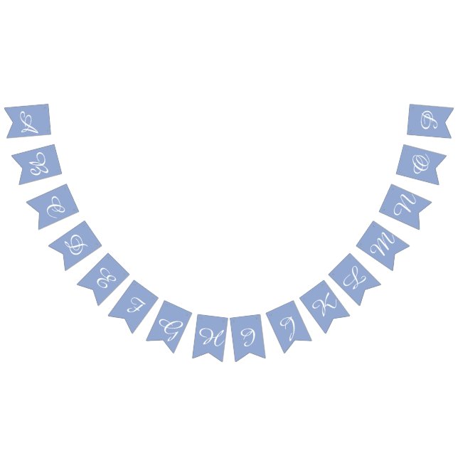 Serenity Light Blue & White Script Letters Custom Bunting Flags (All)
