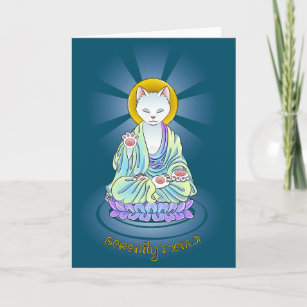 Serenity Meow Buddha Cat Holiday Card