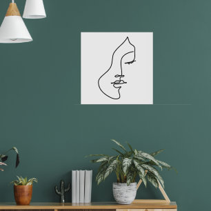 Serenity – Minimalist Female Line Art Portrait Poster