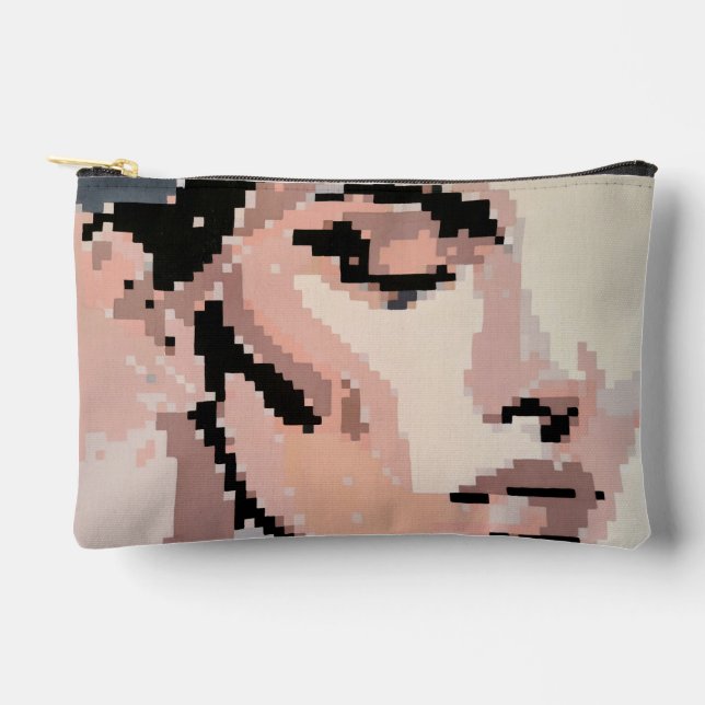 Serenity Modern Neutral Pixel Art Portrait Accessory Pouch (Front)