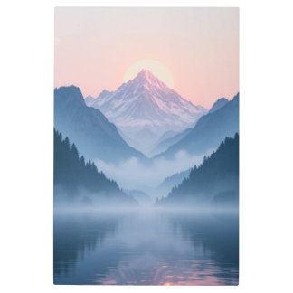 Serenity Mountains Misty Dawn Metal Print