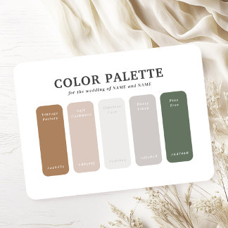 Serenity Neutral Minimalist Wedding Color Palette Enclosure Card
