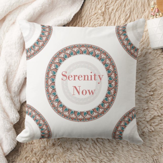 Serenity Now Soft Mandala Throw Pillow (Blanket)