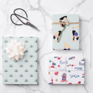 Serenity Now - Yoga Themed Wrapping Paper Sheets