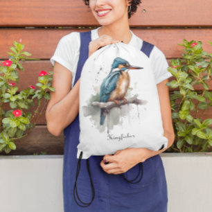 Serenity of the Kingfisher Drawstring Bag