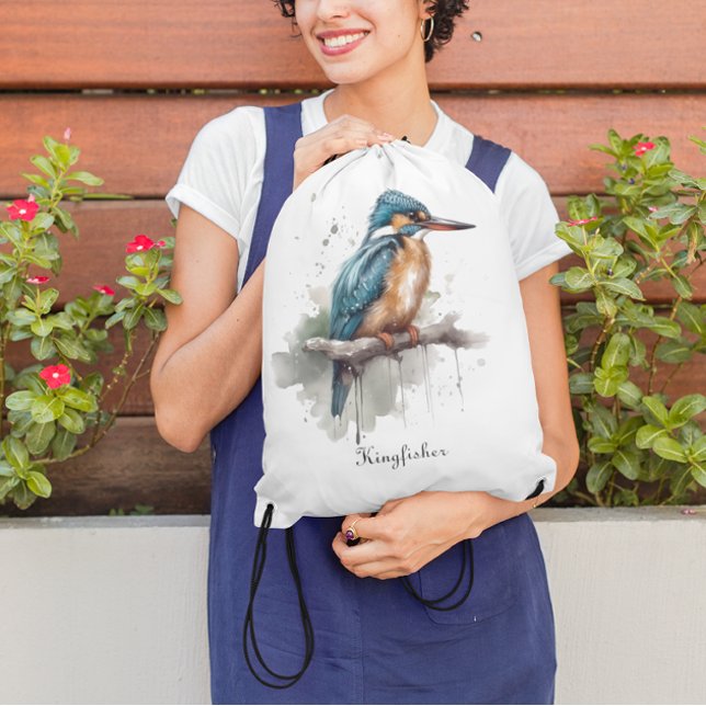 Serenity of the Kingfisher Drawstring Bag (Creator Uploaded)