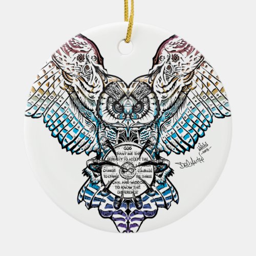 Serenity Owl Ceramic Ornament