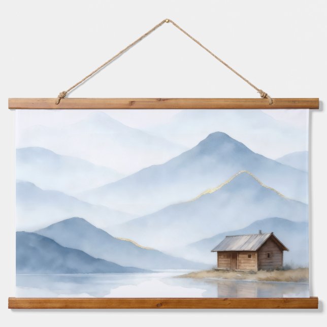 Serenity Peaks — Gold Mountain Landscape Tapestry (Front)
