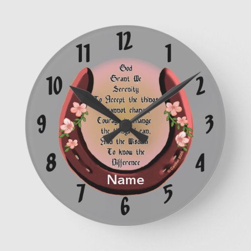 Serenity Pink Horseshoe Round Clock