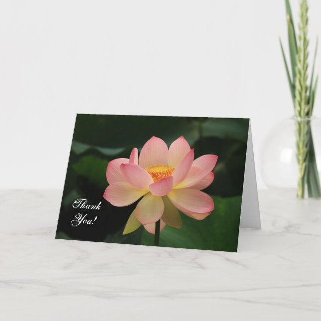 Serenity Pink Lotus Flower Buddhist Thank You Card (Front)
