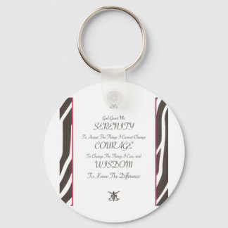 Serenity Poem with Zebra Print Animal Border Trim Keychain