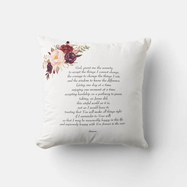 Serenity Pray Throw Pillow (Front)