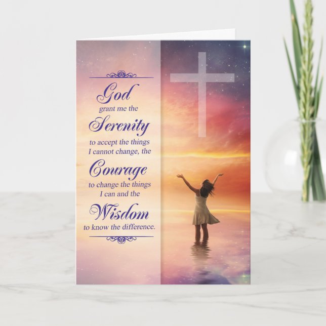 Serenity Prayer 12-Step Recovery Card (Front)