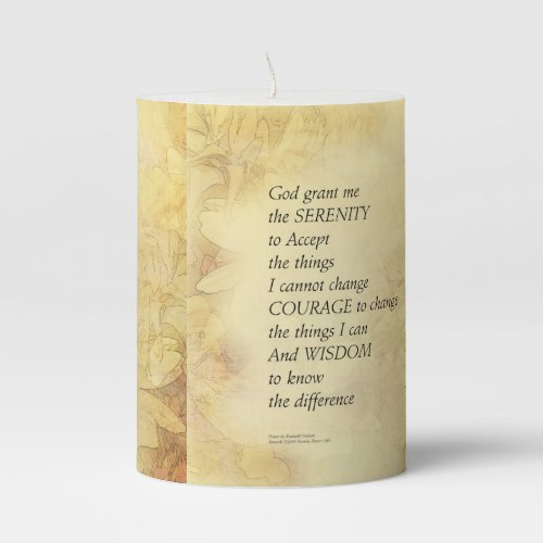 Serenity Prayer Abstract Sunflower Pillar Candle