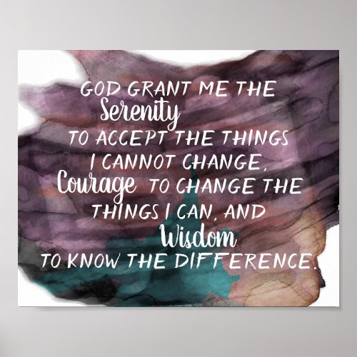 Serenity prayer abstract watercolor design poster