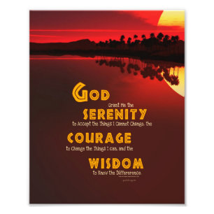 Serenity Prayer: African Red Sun Strength/Recovery Photo Print