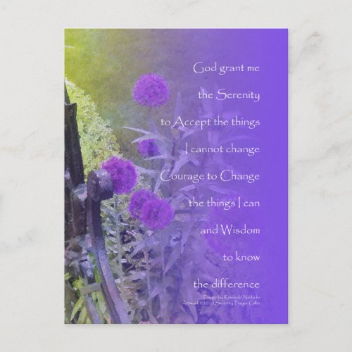 Serenity Prayer Allium Purple Postcard