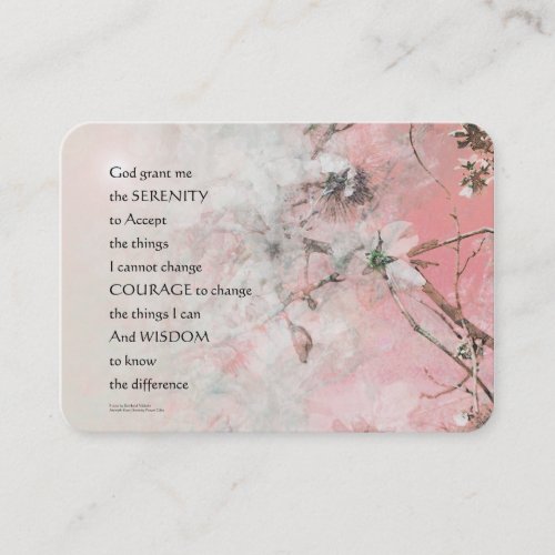 Serenity Prayer Almond Blossoms Pink Business Card