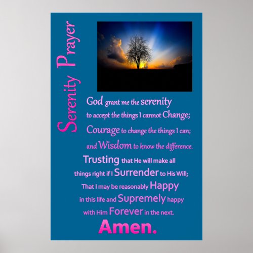 Serenity Prayer Alone Tree Poster