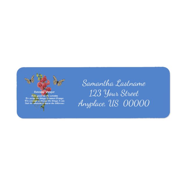 Serenity Prayer And Butterfly Address Label (Front)