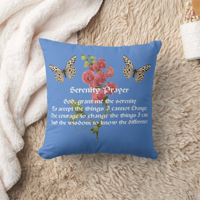 Serenity Prayer And Butterfly Inspirational Throw Pillow (Blanket)