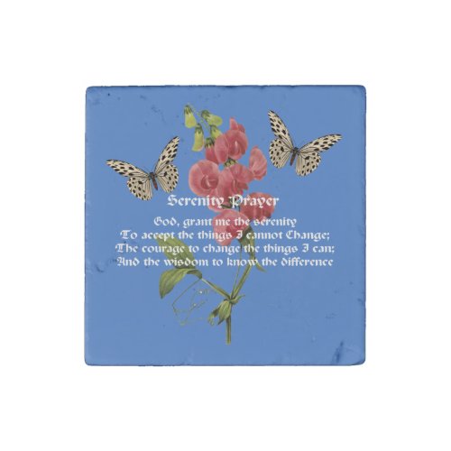 Serenity Prayer And Butterfly     Stone Magnet